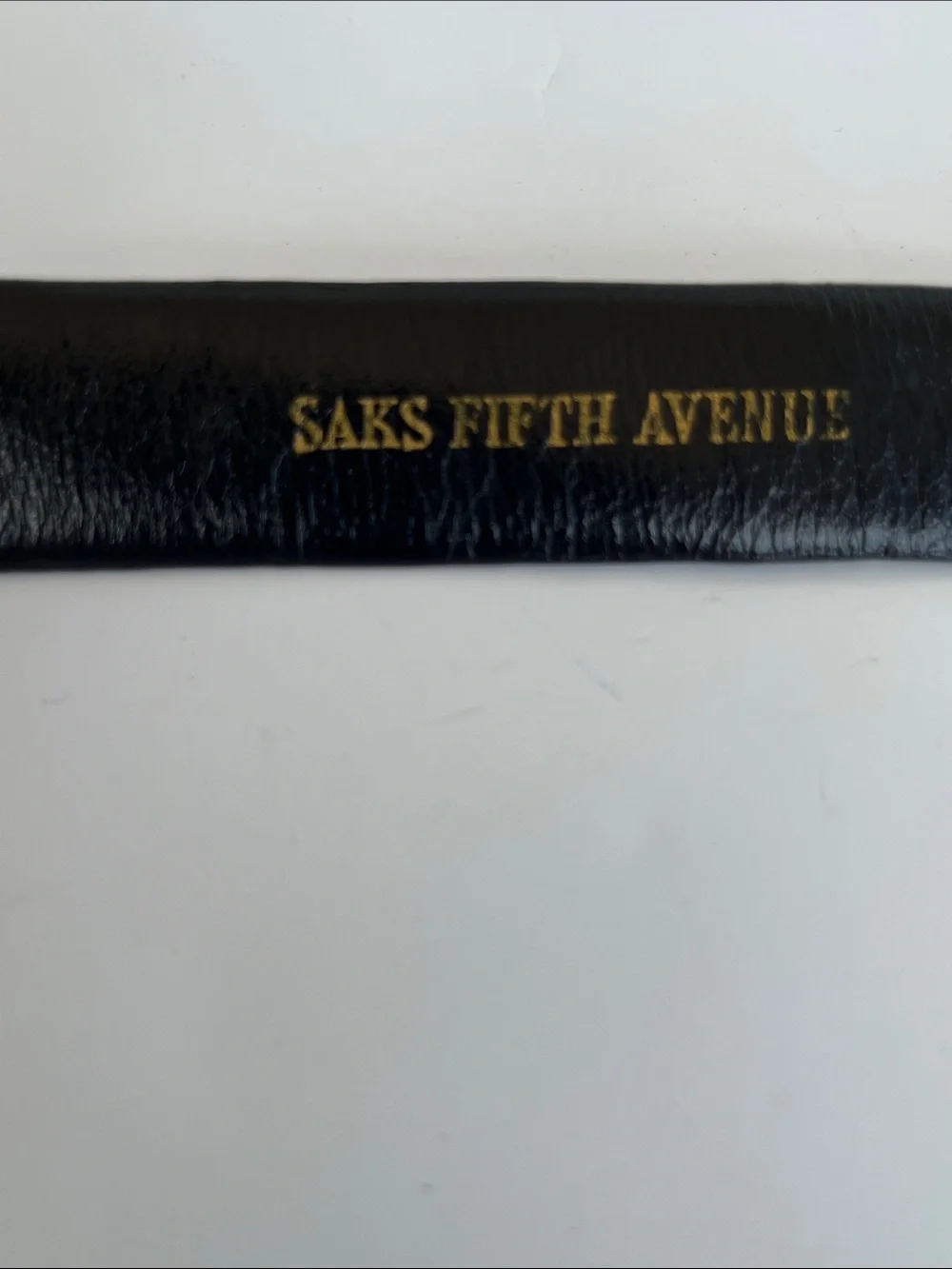 Saks Fifth Avenue Vintage Black Croc-Embossed Leather Belt with Brass Buckle